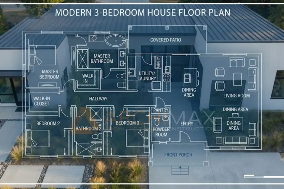 Denah rumah 3 kamar