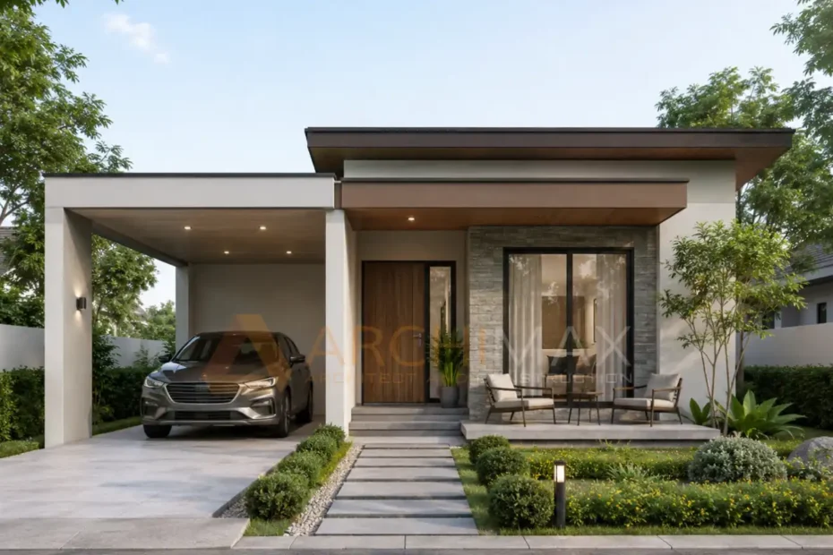 Denah rumah 3 kamar ukuran 8x12