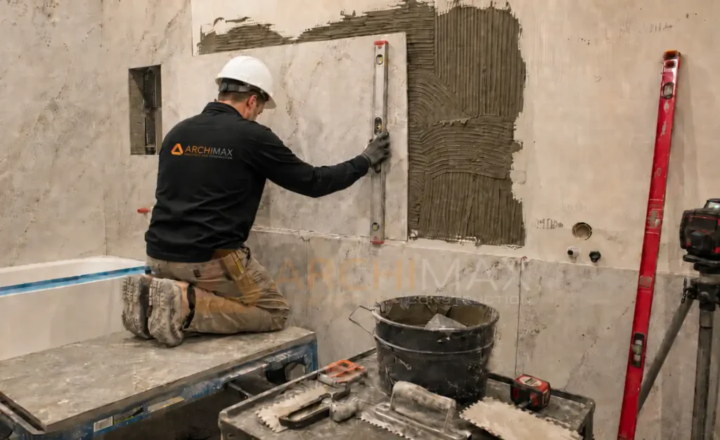 Proses pemasangan granit