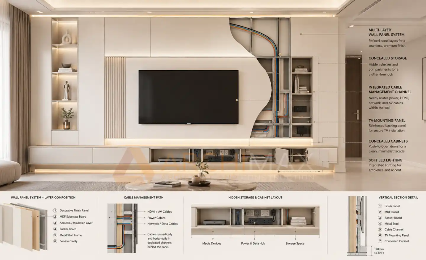 detail rak tv custom modern
