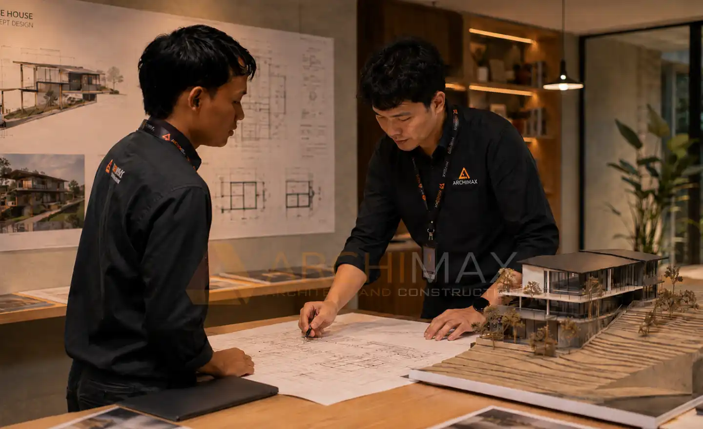 Tim arsitek Archimax Architect berdiskusi